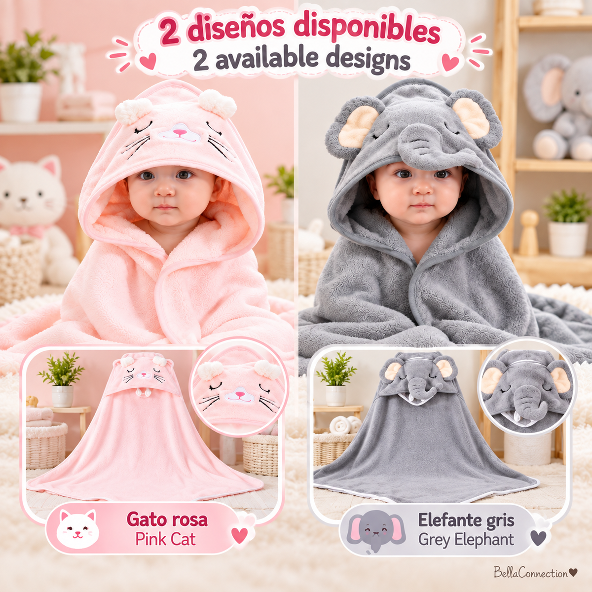 Toallas de baño con capucha de animales de dibujos animados para bebé, albornoz bonito para niño pequeño, envoltura cálida para dormir