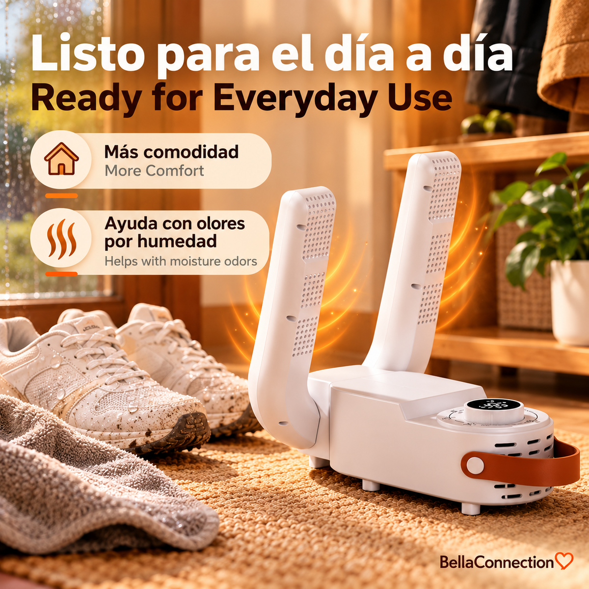 Secador de Zapatos Inteligente con Temporizador, Telescópico y Ajustable, Secado Rápido, Desodoriza, Esteriliza, Calentador de Zapatos Doméstico