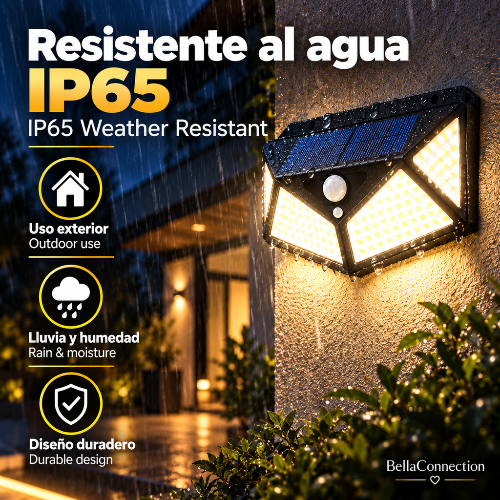 Lámpara Solar multifuncional de 100 led, Foco alimentado por luz Solar impermeable con Sensor de movimiento