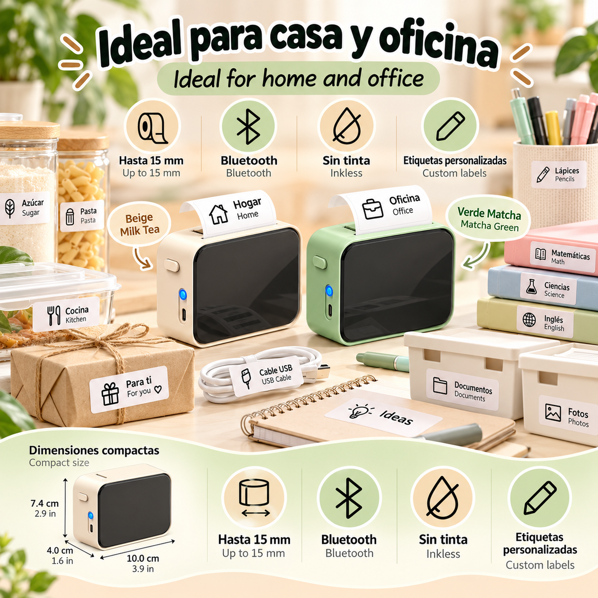 impresora térmica de etiquetas P15, Mini máquina de etiquetas adhesivas portátil inalámbrica compatible con Bluetooth