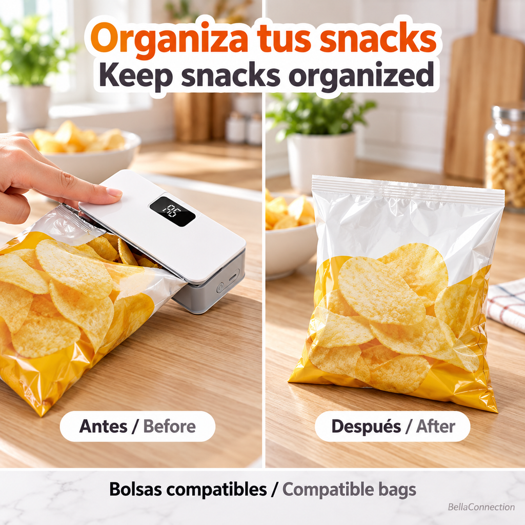 Sellador de bolsas de plástico, Mini máquina de sellado de bolsas térmicas 2 en 1, sellador de bolsas con Clip de plástico de mano