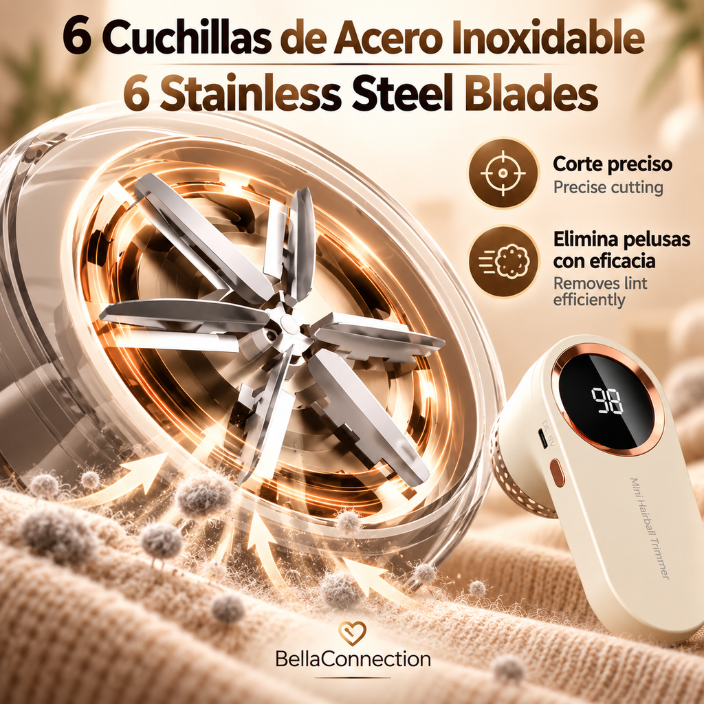 Removedor de Pelusas Eléctrico LED Digital, Recargable por USB, Afeitadora de Tela para ropa