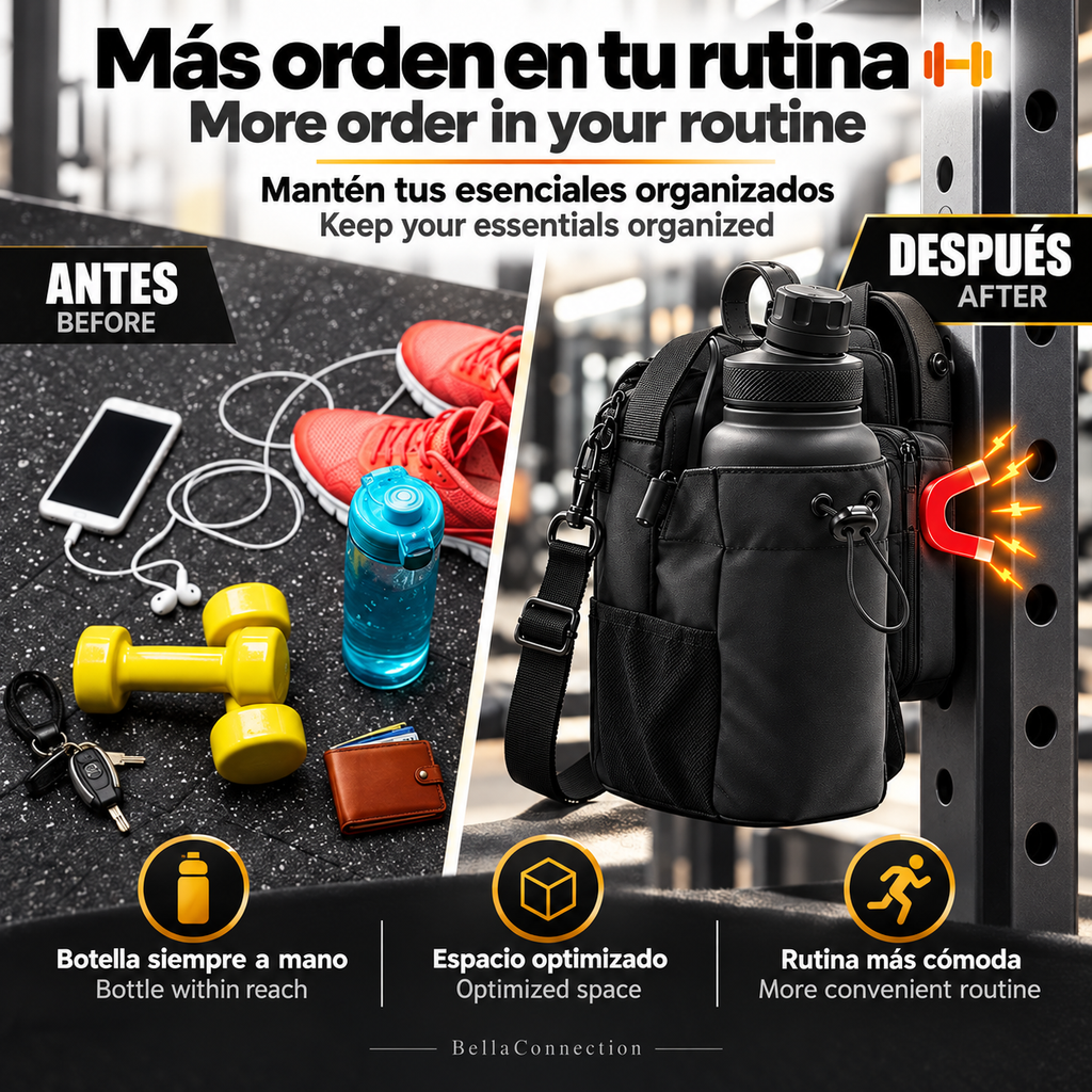 Bolsa de gimnasio magnética de gran capacidad, soporte con doble iman fuertes para accesorios para gimnasio