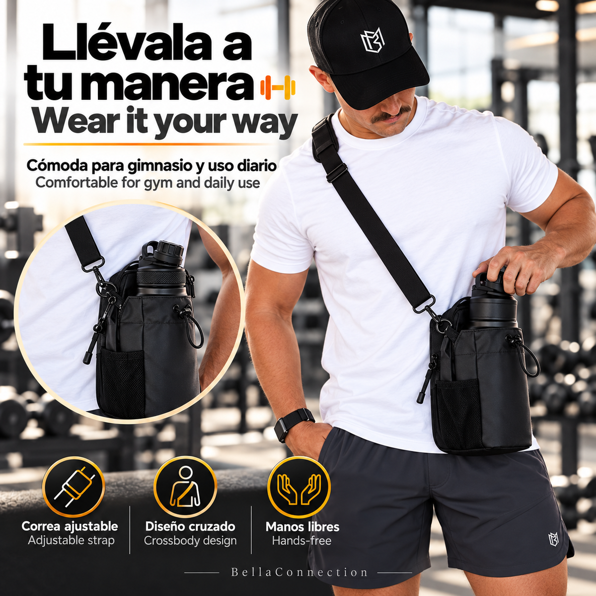 Bolsa de gimnasio magnética de gran capacidad, soporte con doble iman fuertes para accesorios para gimnasio