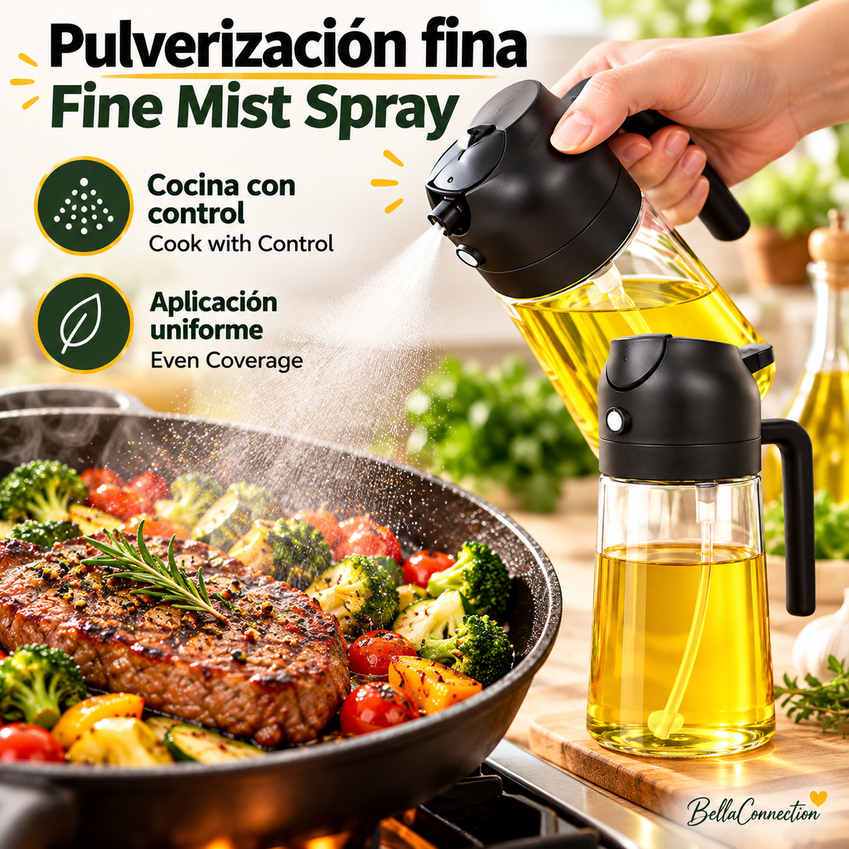 Dispensador de aceite en aerosol 2 en 1 para cocina, Botella pulverizador de aceite, dispensador de aceite de oliva para acampar, hornear