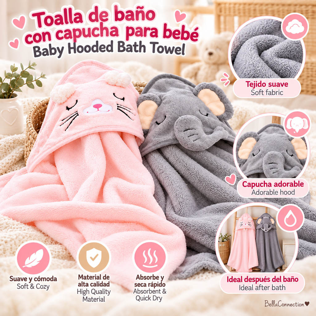 Toallas de baño con capucha de animales de dibujos animados para bebé, albornoz bonito para niño pequeño, envoltura cálida para dormir