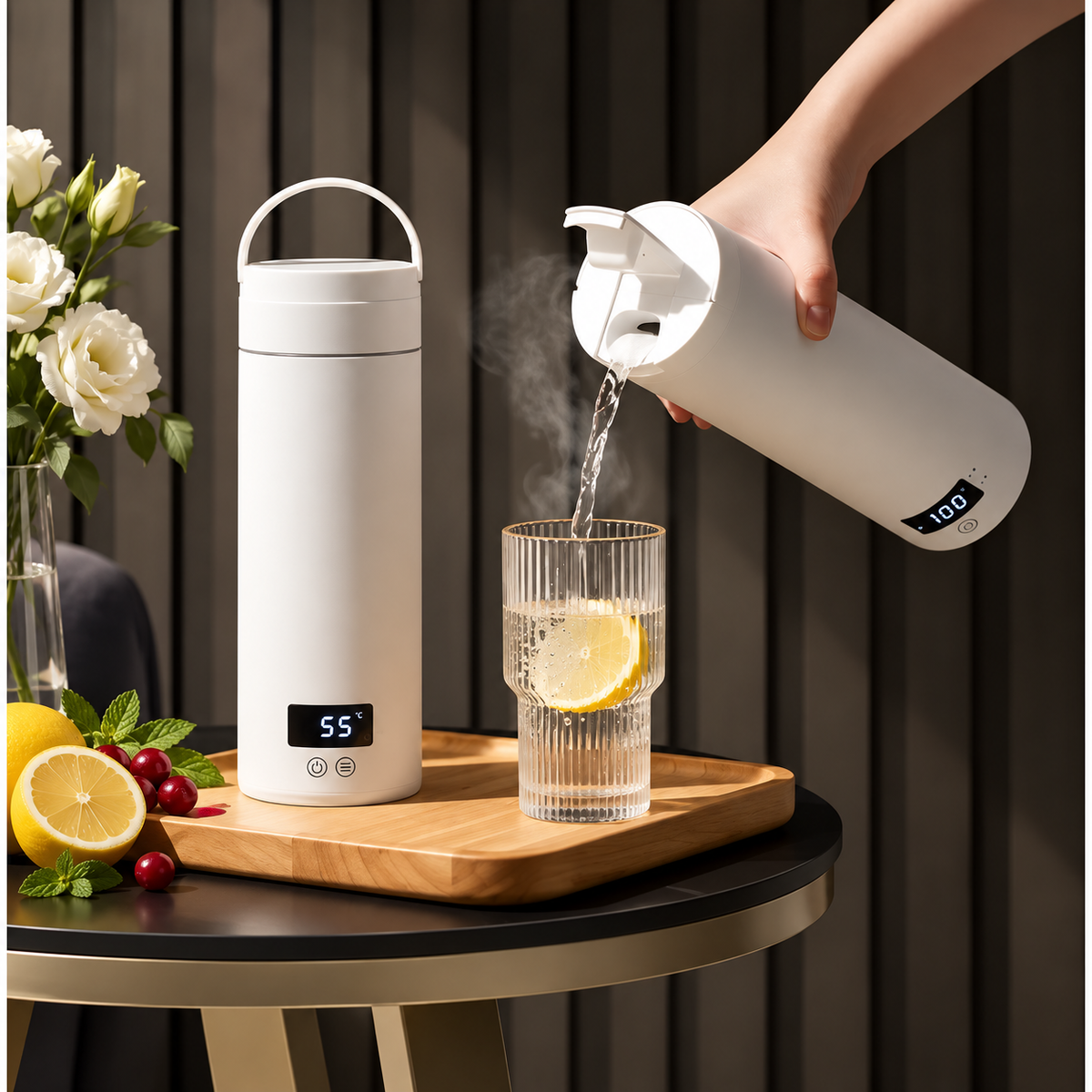 Botella Eléctrica Portátil de 500 ml, Taza Térmica para Té y Café, Hervidor de Agua de Viaje, Botella de Agua Anti-Escaldaduras.