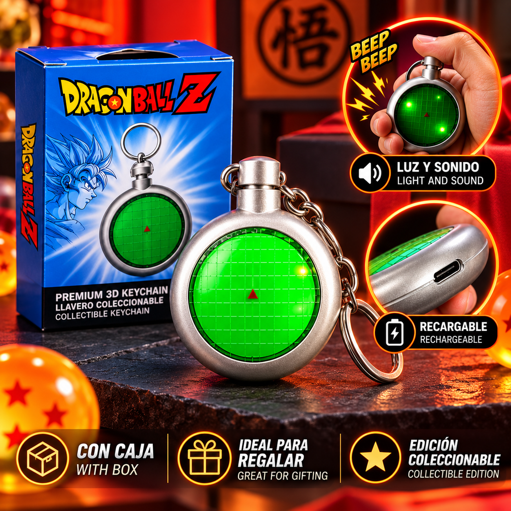 Radar de Dragon Ball, Recargable, Llavero con Sonido y Luz Adorno Llavero Coleccionable