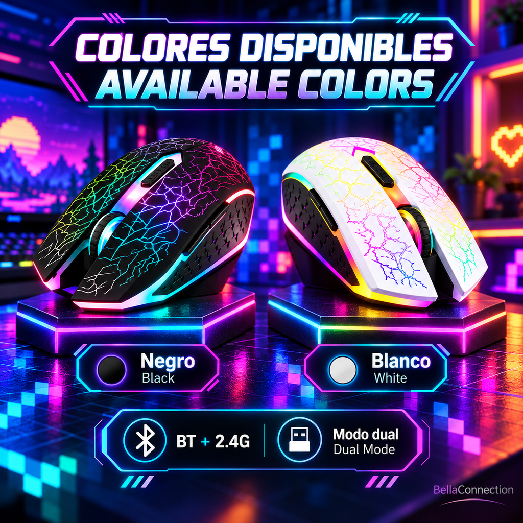 Ratón inalámbrico RGB para videojuegos, Bluetooth 5,2 RGB 2,4G, Mouse para juegos de modo Dual, ratón silencioso de 6 botones
