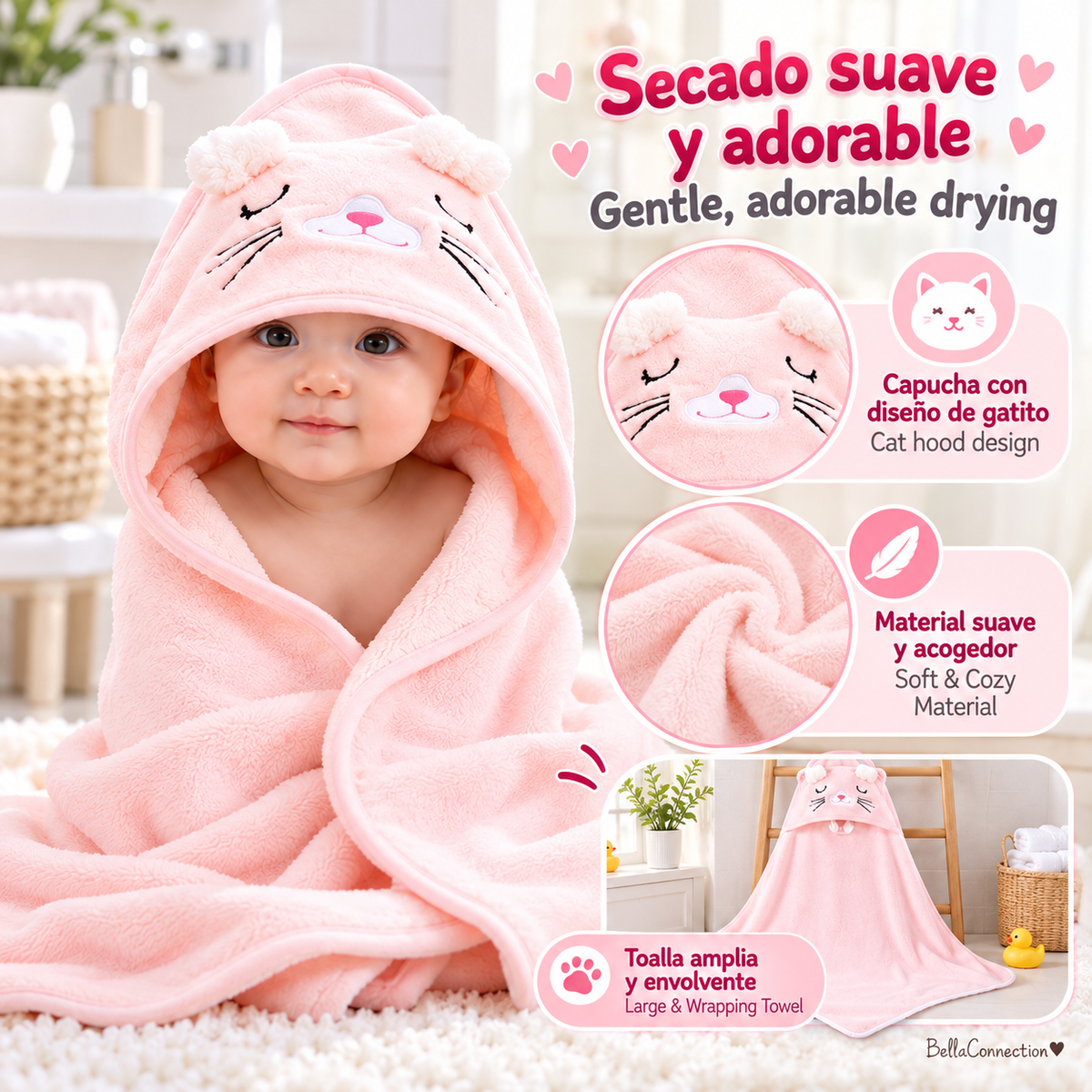 Toallas de baño con capucha de animales de dibujos animados para bebé, albornoz bonito para niño pequeño, envoltura cálida para dormir