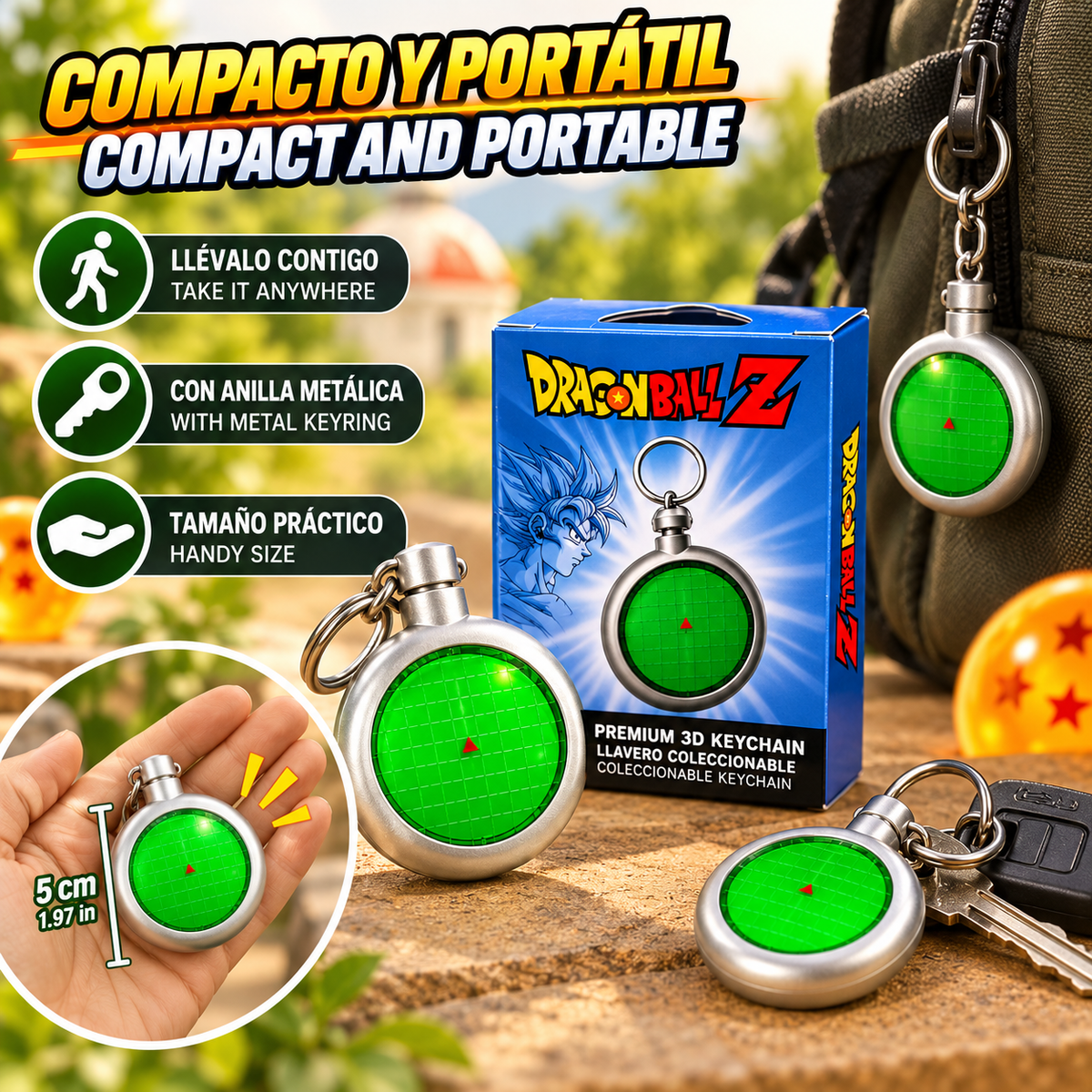 Radar de Dragon Ball, Recargable, Llavero con Sonido y Luz Adorno Llavero Coleccionable