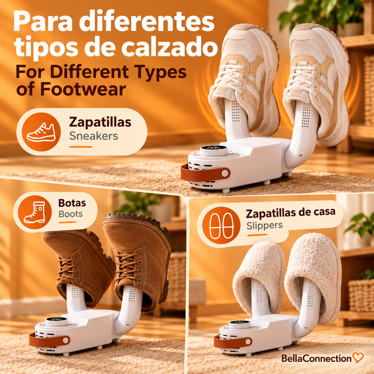 Secador de Zapatos Inteligente con Temporizador, Telescópico y Ajustable, Secado Rápido, Desodoriza, Esteriliza, Calentador de Zapatos Doméstico