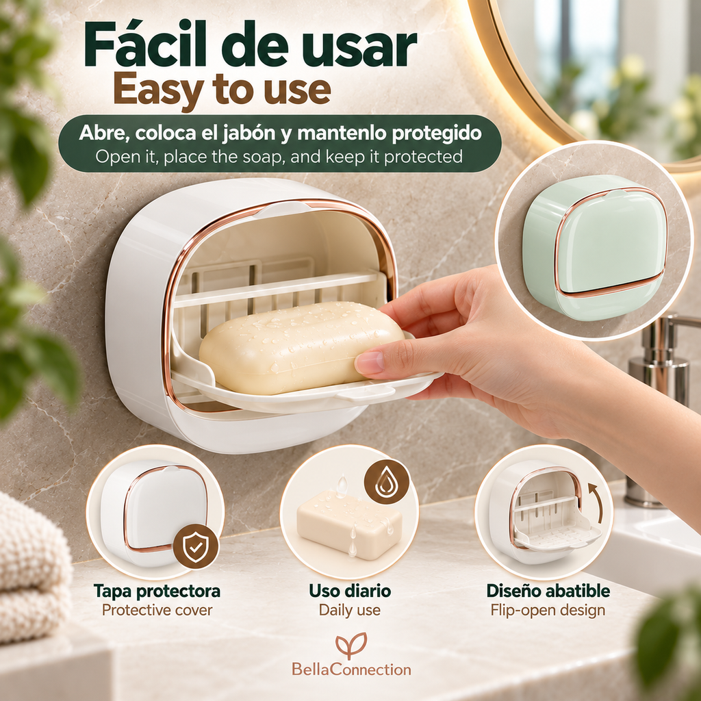 Jabonera de pared con bandeja de drenaje, soporte de baño para la  pared, caja con dispensador y drenaje