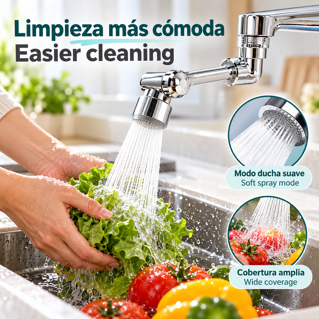 Extensor de Grifo Giratorio 1080° ° Boquilla giratoria para grifo de agua, adaptador universal para grifo con 2 modos