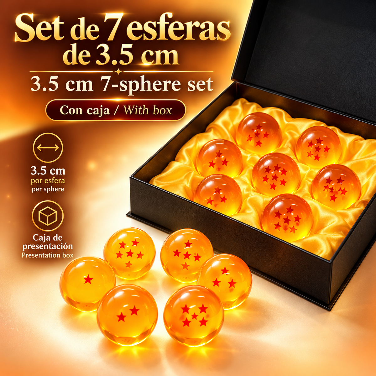 Juego de 7 Figuras de Dragon Ball Z, Esferas de Cristal de 1 a 7 Estrellas de 3.5cm, Colección PVC para Invocar a Shenron