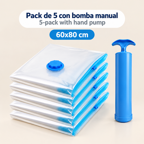 Bolsas al Vacío 60 × 80 cm – Pack de 5 con o sin Bomba Manual