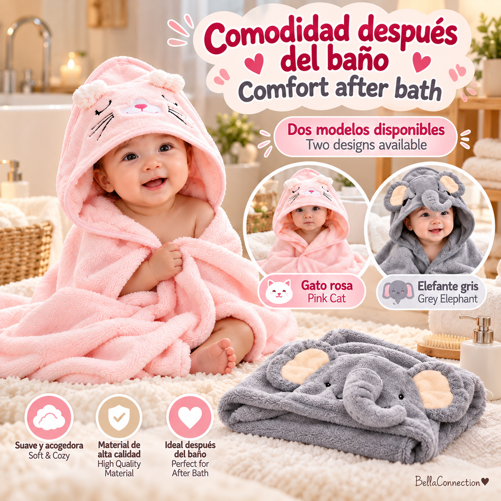 Toallas de baño con capucha de animales de dibujos animados para bebé, albornoz bonito para niño pequeño, envoltura cálida para dormir