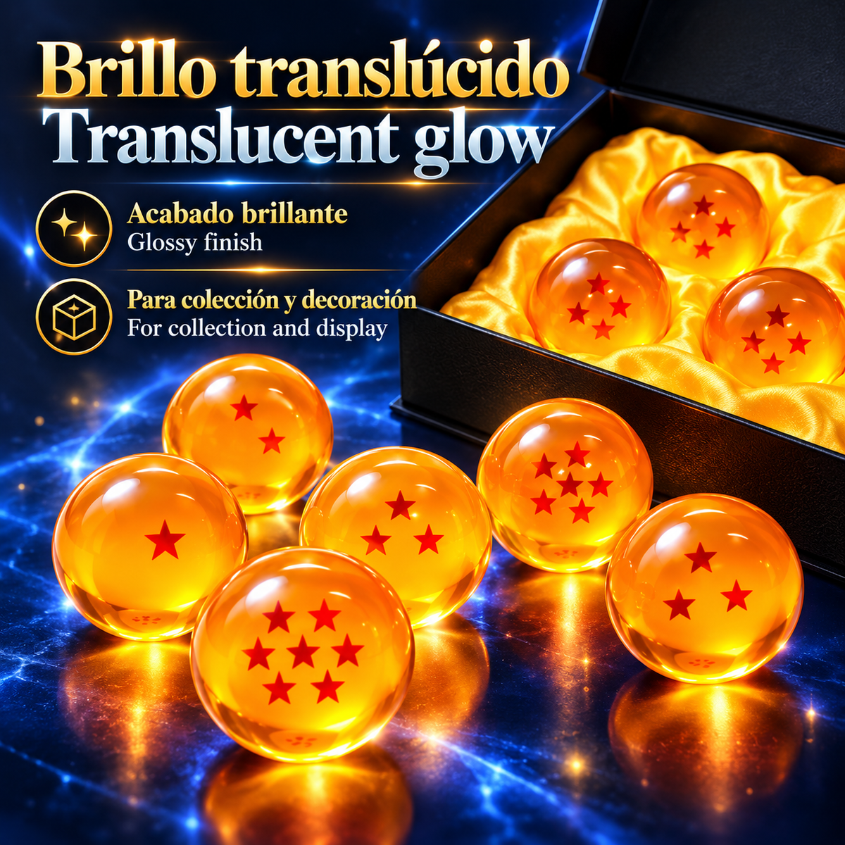 Juego de 7 Figuras de Dragon Ball Z, Esferas de Cristal de 1 a 7 Estrellas de 3.5cm, Colección PVC para Invocar a Shenron