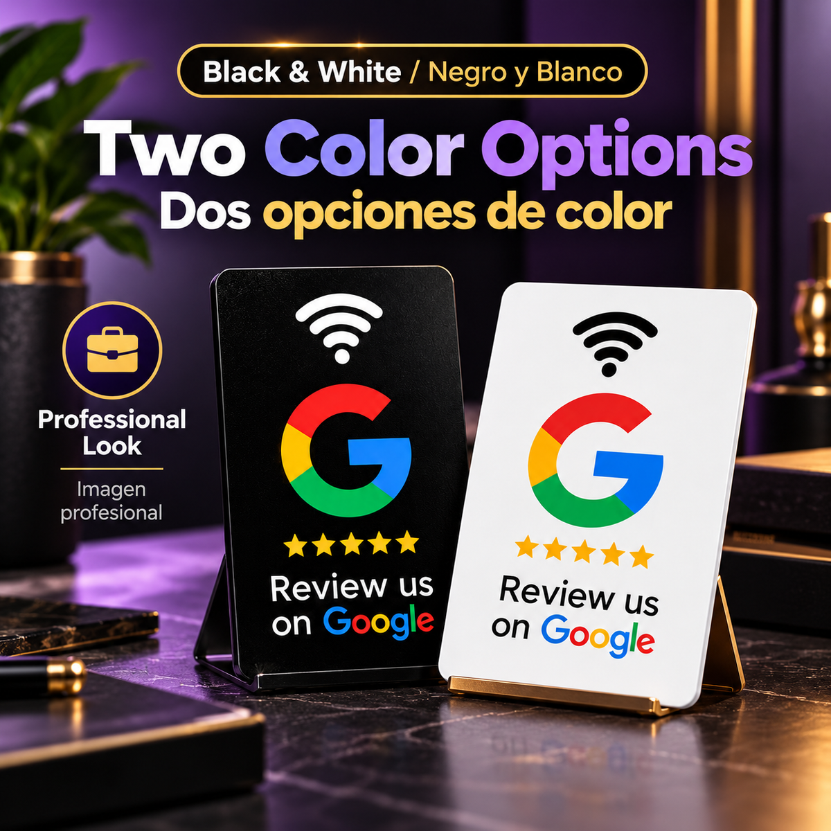 Tarjeta NFC de reseña de Google Aumente sus reseñas, Material de PVC duradero PACK DE 5