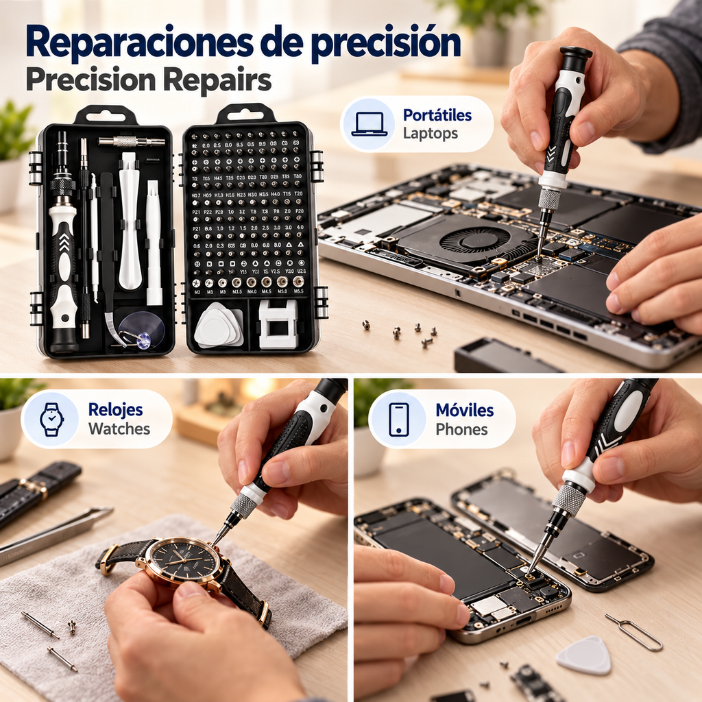 Kit de Destornilladores de Precisión 115 en 1 para Electrónica