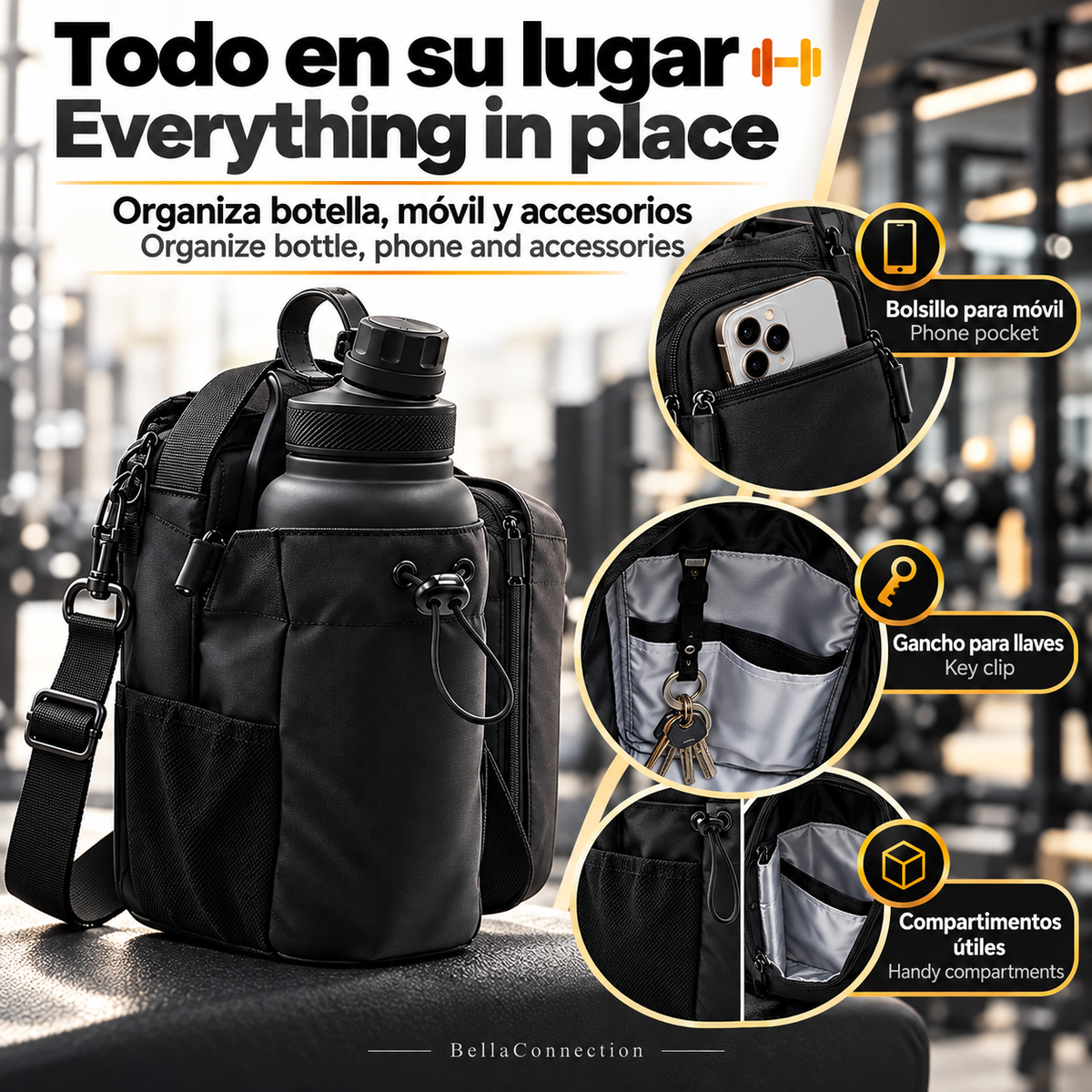 Bolsa de gimnasio magnética de gran capacidad, soporte con doble iman fuertes para accesorios para gimnasio