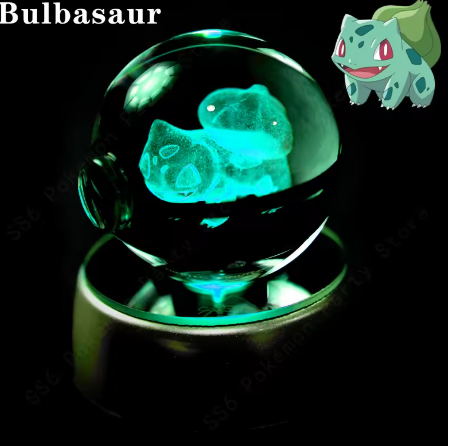 Bola de Cristal Pokémon 3D, Lámpara de Noche , Bola de Cristal Pokémon 3D. Mewtwo, Pikachu, Charizar Entre Otros