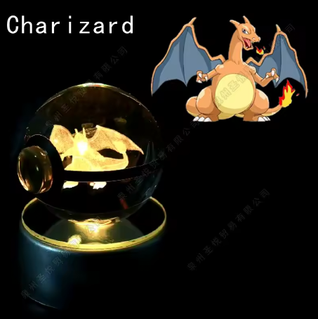 Bola de Cristal Pokémon 3D, Lámpara de Noche , Bola de Cristal Pokémon 3D. Mewtwo, Pikachu, Charizar Entre Otros
