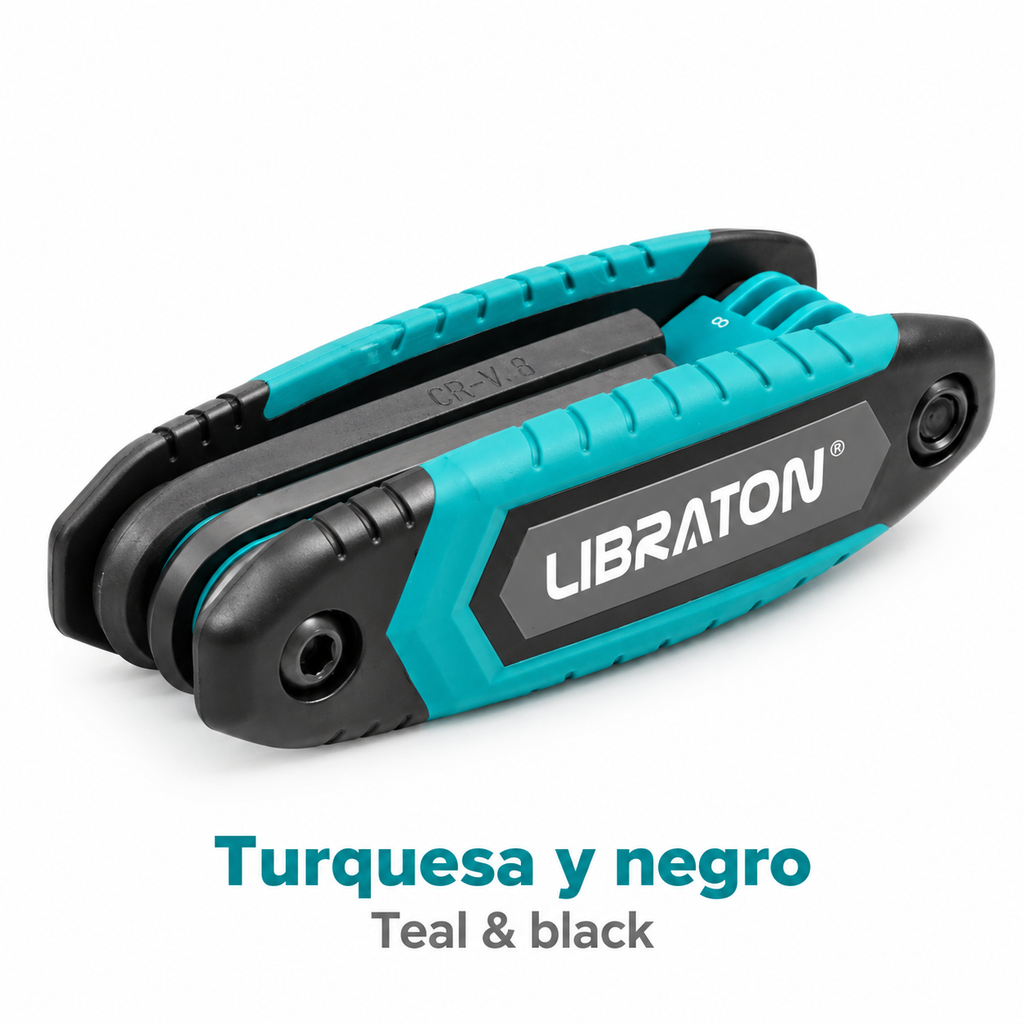 LIBRATON-Juego de llaves Allen plegables 8 en 1, Kit de llave de estrella de seguridad portátil, tamaños T-9 a T-40