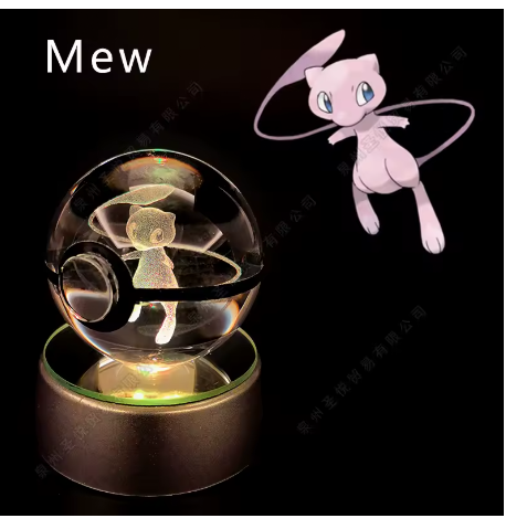 Bola de Cristal Pokémon 3D, Lámpara de Noche , Bola de Cristal Pokémon 3D. Mewtwo, Pikachu, Charizar Entre Otros