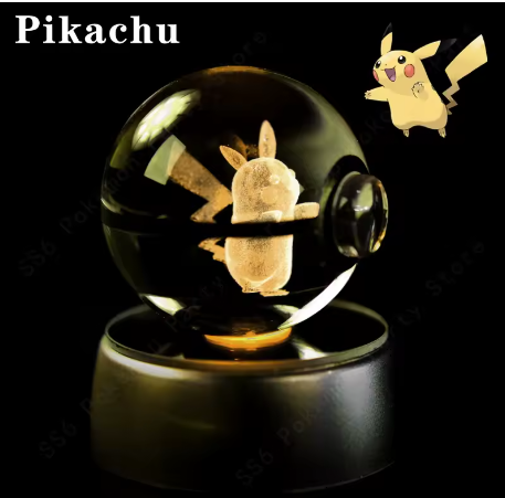 Bola de Cristal Pokémon 3D, Lámpara de Noche , Bola de Cristal Pokémon 3D. Mewtwo, Pikachu, Charizar Entre Otros