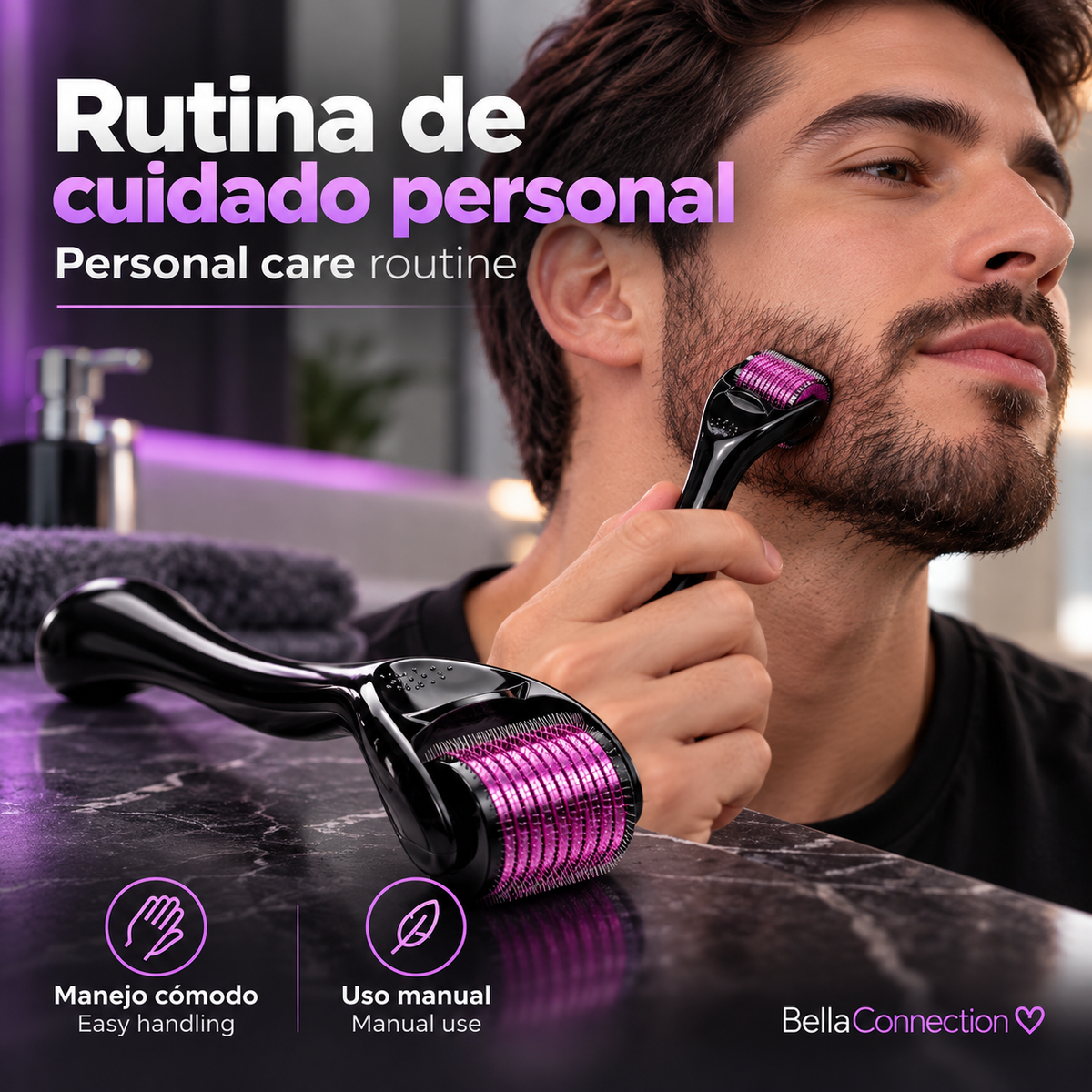 Dermaroller de Titanio con 540 Microagujas para Cuidado Cosmético