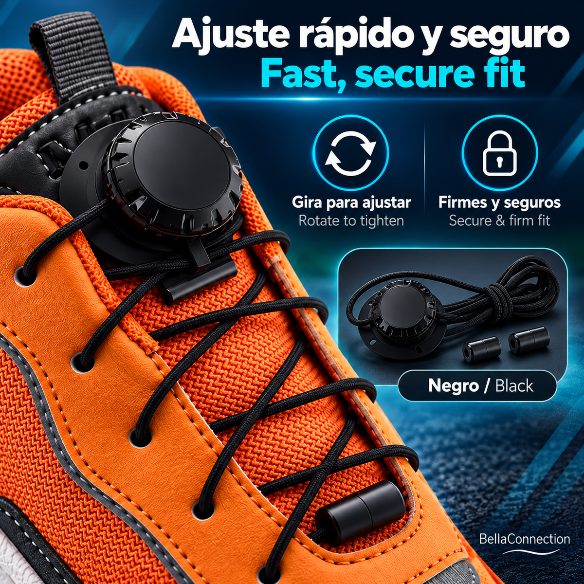 Cordones con hebilla giratoria, cordones automáticosn sin nudos para niños y adultos,