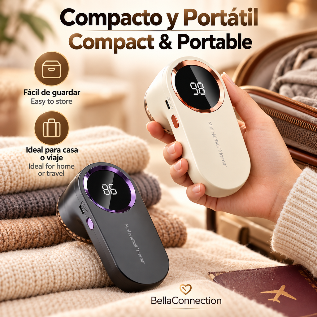 Removedor de Pelusas Eléctrico LED Digital, Recargable por USB, Afeitadora de Tela para ropa