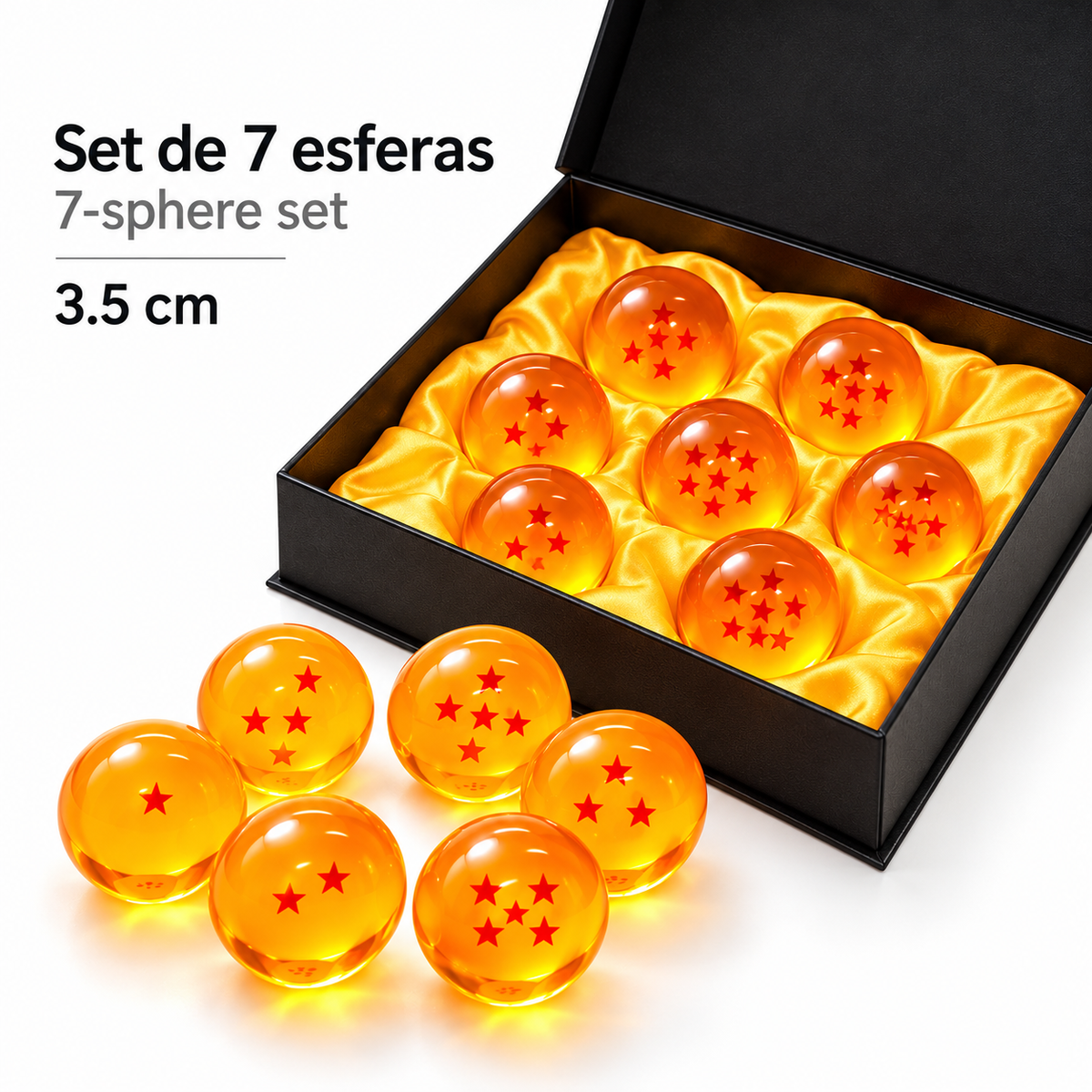Juego de 7 Figuras de Dragon Ball Z, Esferas de Cristal de 1 a 7 Estrellas de 3.5cm, Colección PVC para Invocar a Shenron