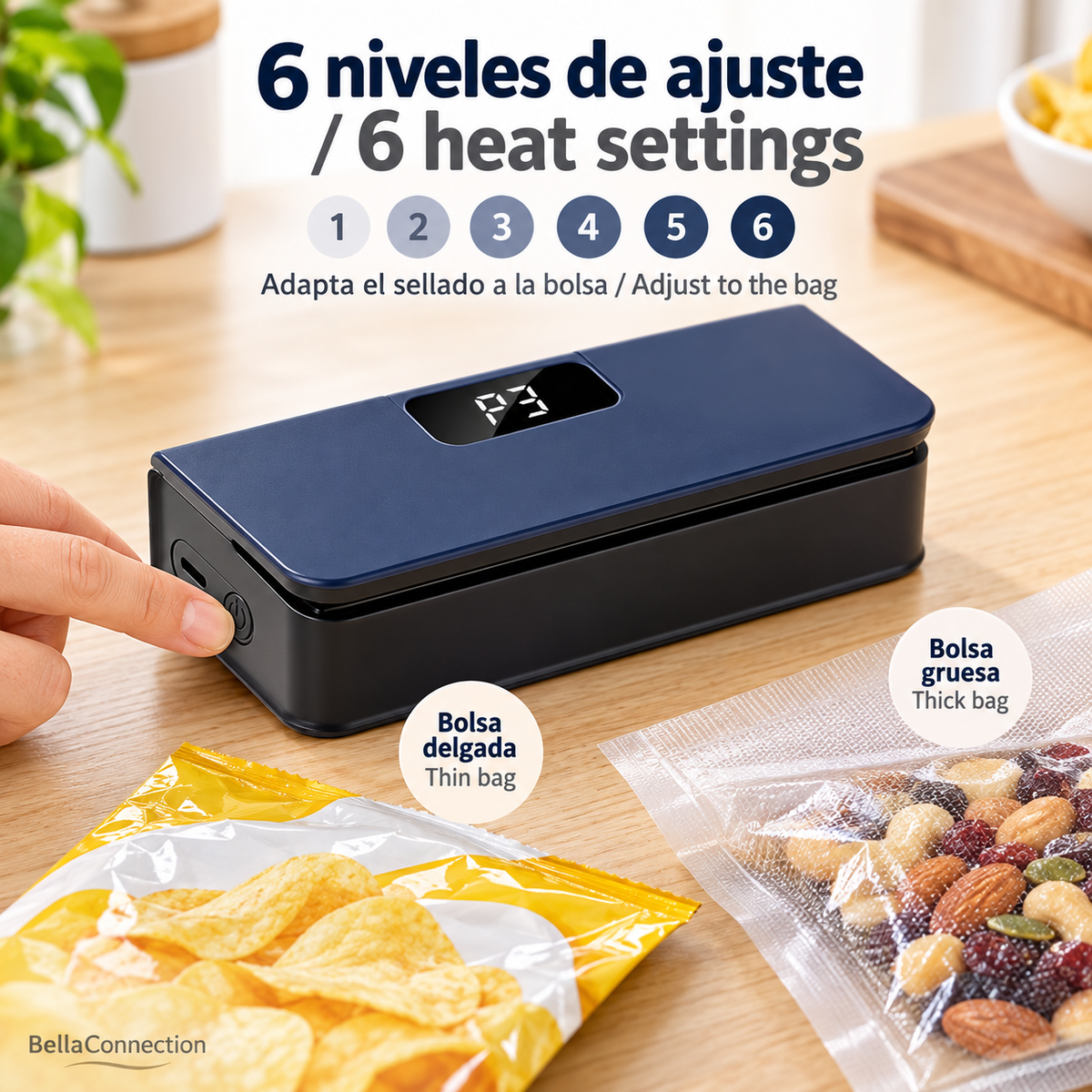 Sellador de bolsas de plástico, Mini máquina de sellado de bolsas térmicas 2 en 1, sellador de bolsas con Clip de plástico de mano