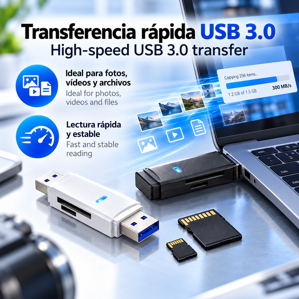 Lector de Tarjetas USB 3.0 para SD y MicroSD – 2 en 1