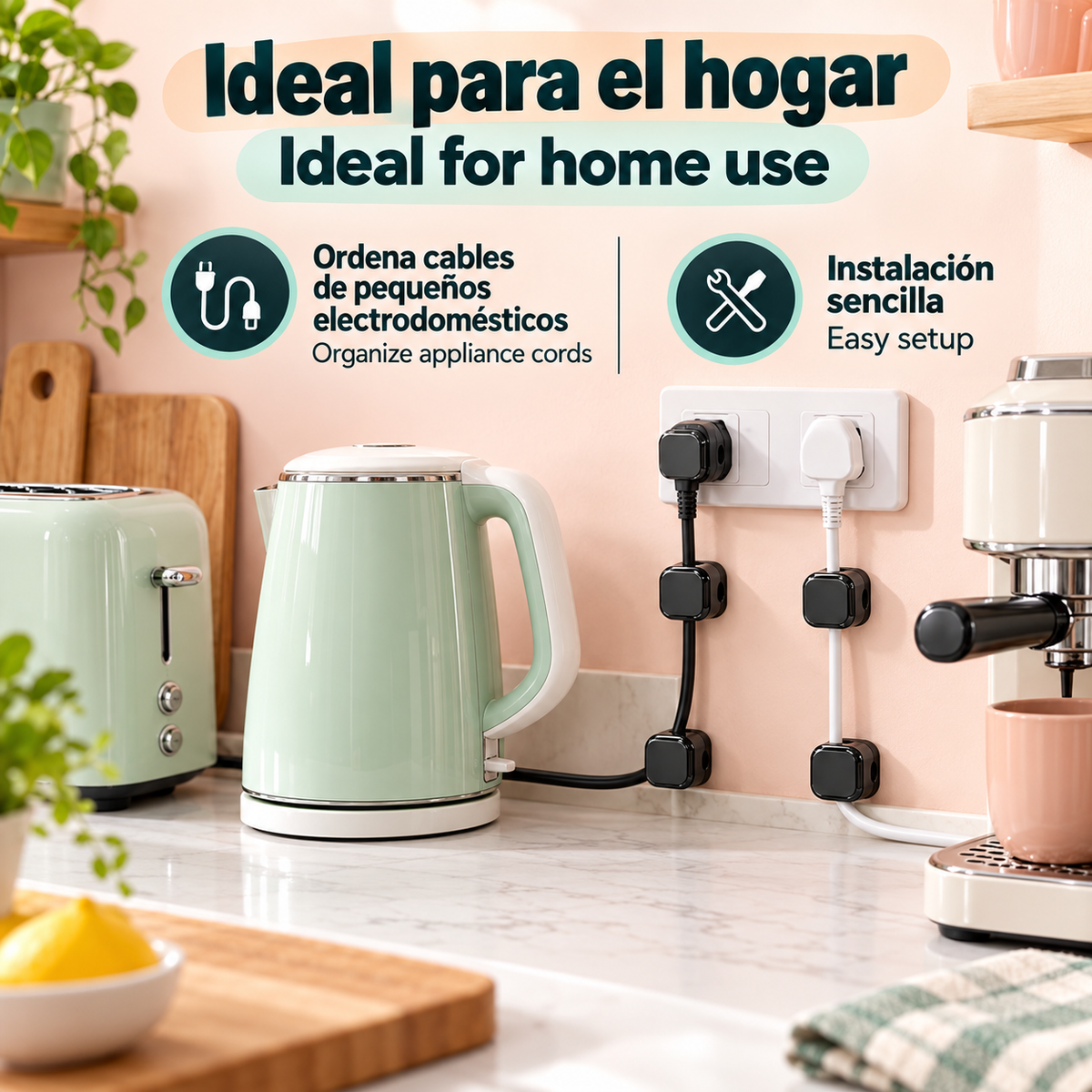 Organizadores Magnéticos de Cables Adhesivos – Pack de 12