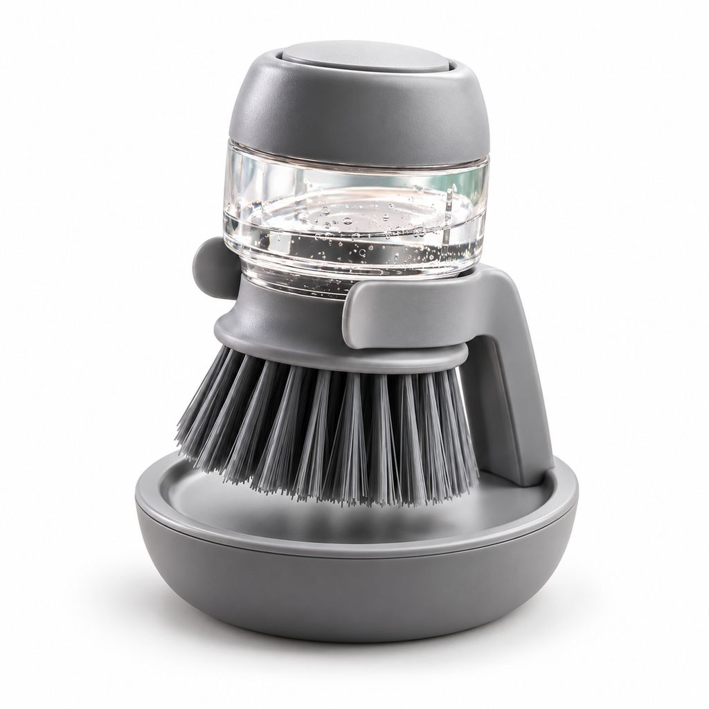 Cepillo dispensador de jabón para productos de cocina, cepillos para fregar, fregador de platos 2 en 1 con soporte