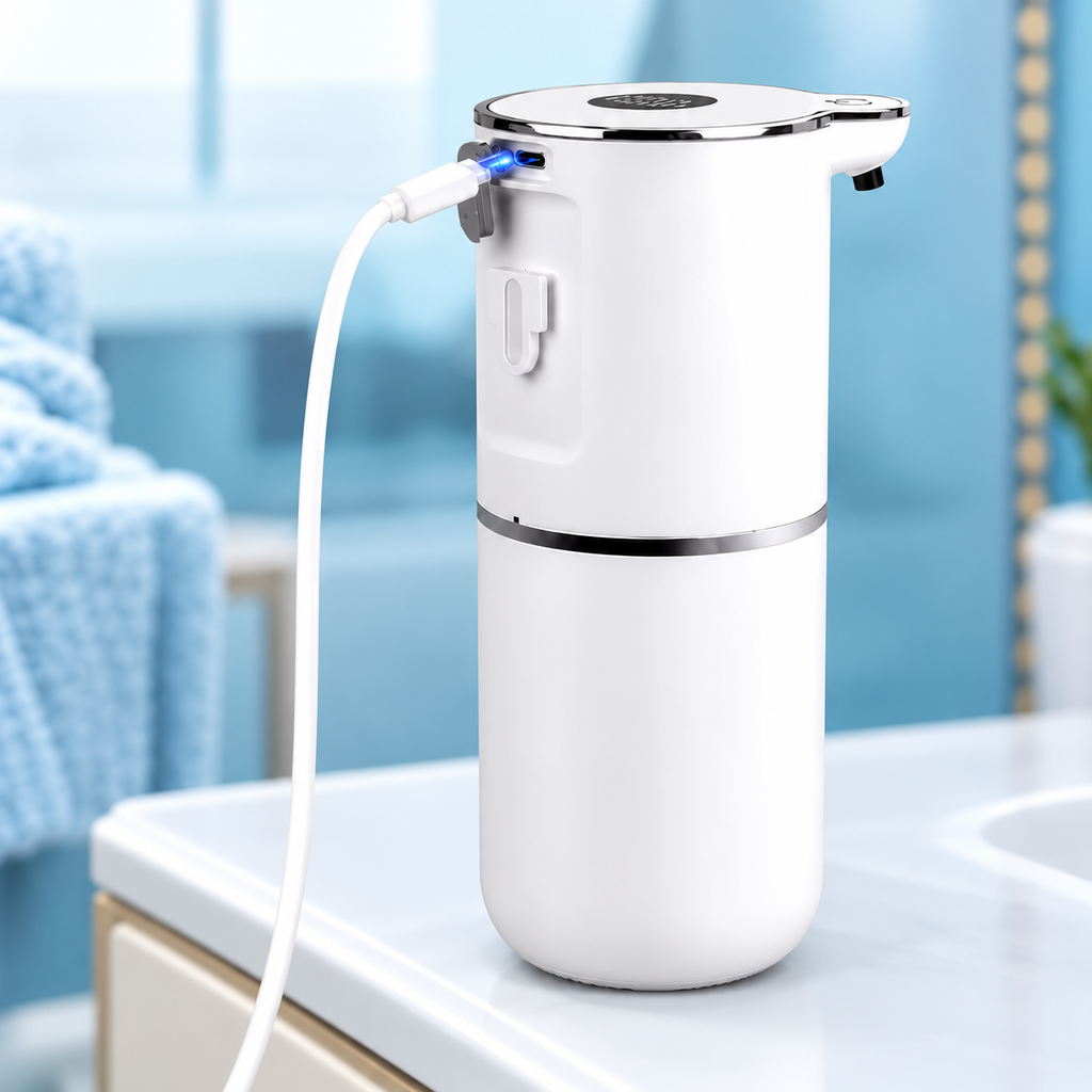Dispensador automático de jabón espumoso con sensor para baño y cocina, dispensador de jabón espumoso, 380ml, recargable por USB