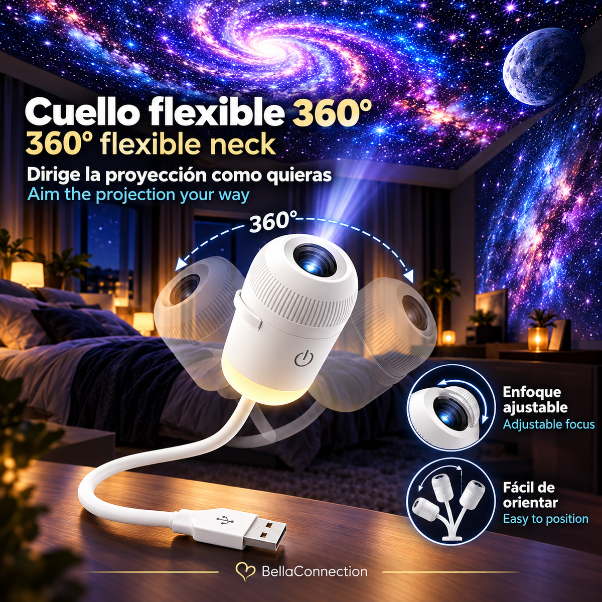 Mini proyector de estrellas, Lámpara proyectora, luz nocturna con 6 películas, luz ambiental de cielo estrellado decoración del hogar